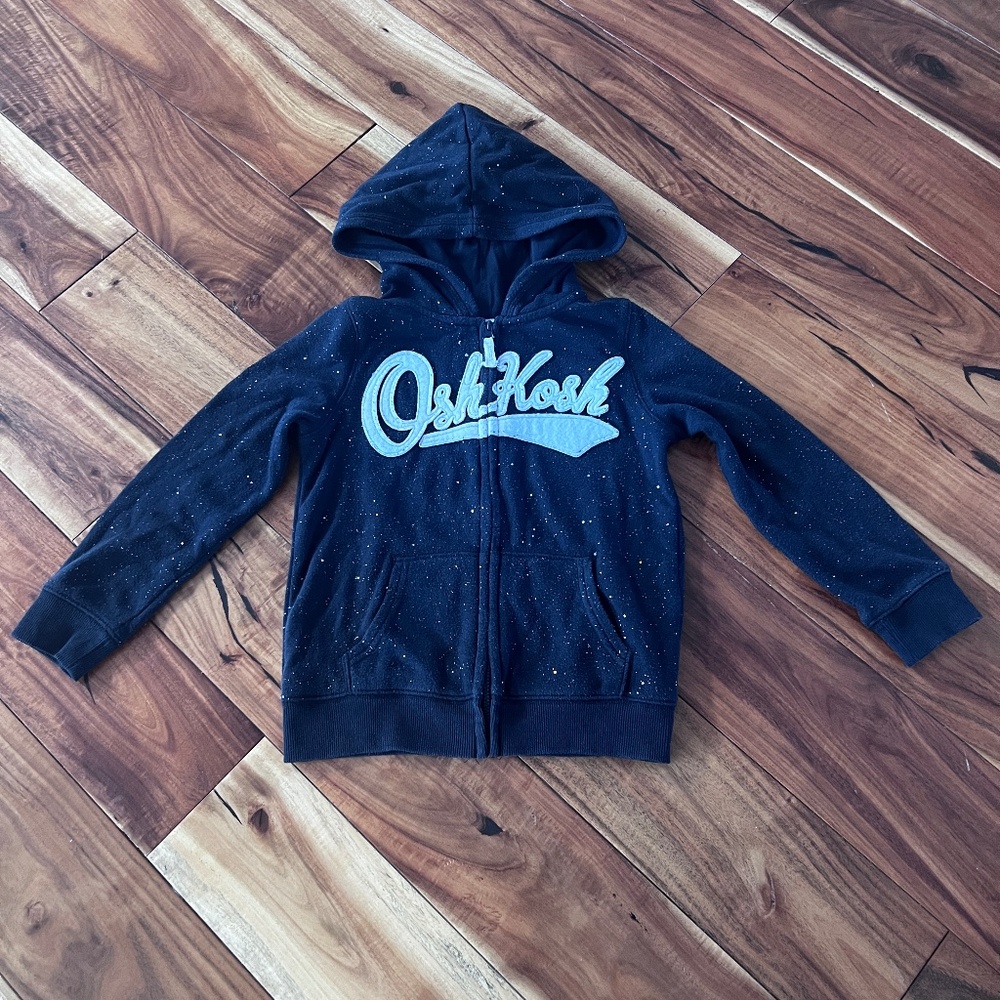 OshKosh girls black glitter hooded jacket size 4/5